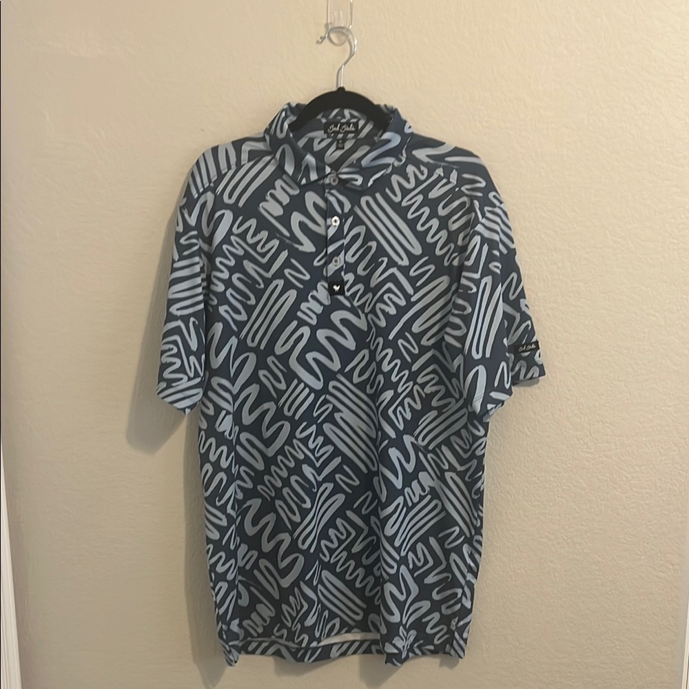 Bad Birdie Blue Geometric Polo Shirt